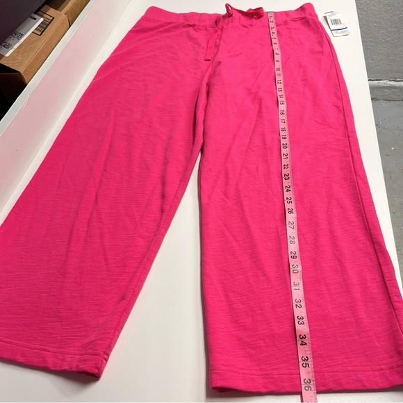 NWT pink lounge pants 100% cotton XL cropped pants drawstrings stretchy waist - Picture 6 of 11